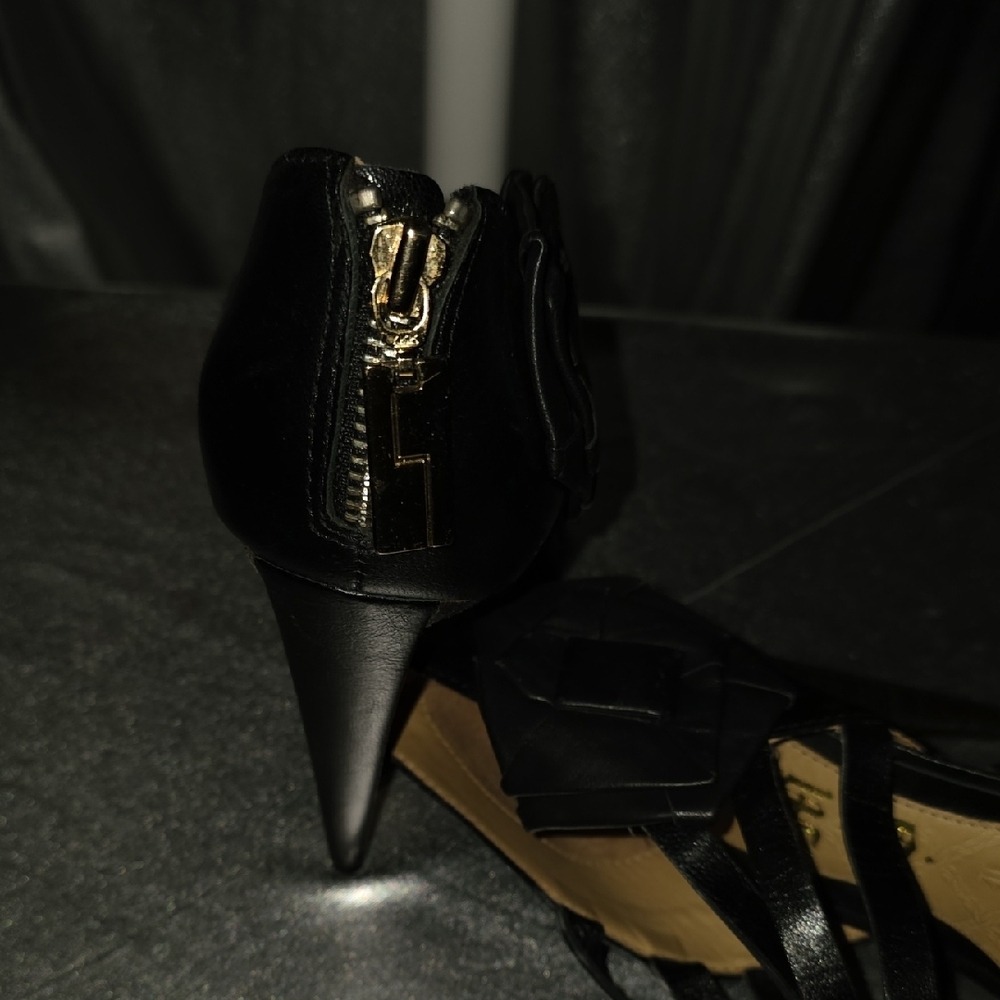 L.A.M.B. Black Strappy Heels - Picture 9 of 10